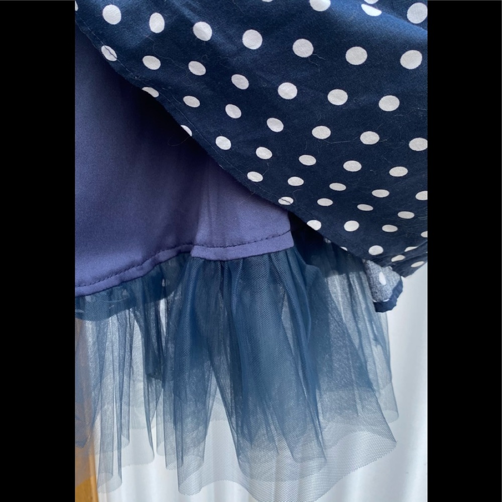 Emerald Sundae Sleeveless Navy Polka Dot Party Dress with Attached Slip - Picture 11 of 14
